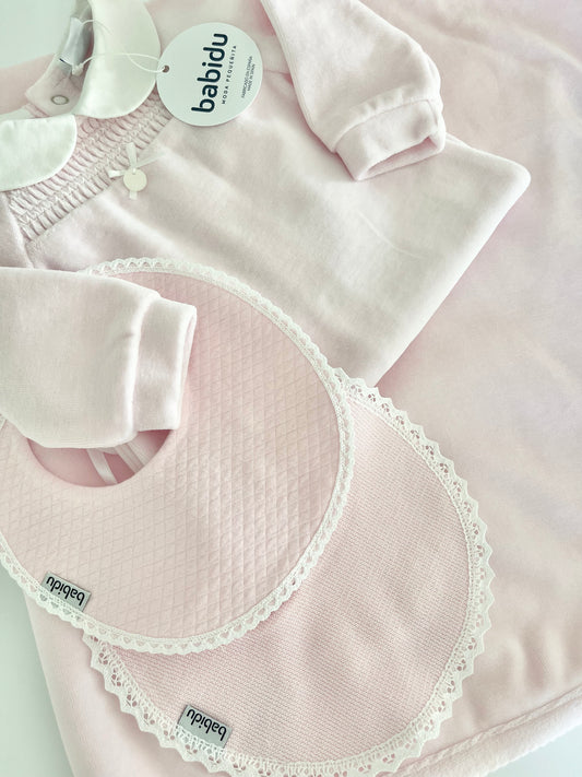 Babidu Pink Velour Babygrow