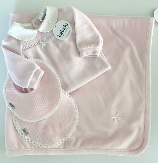 Babidu Pink Velour Babygrow