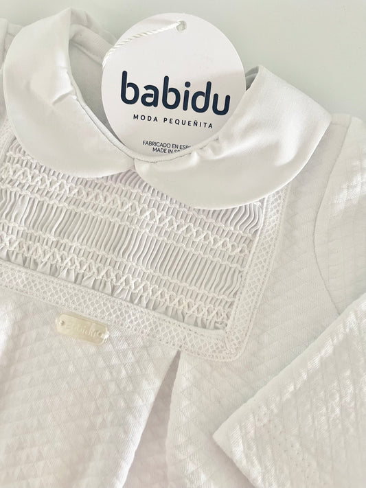 Babidu White Smocking Babygrow