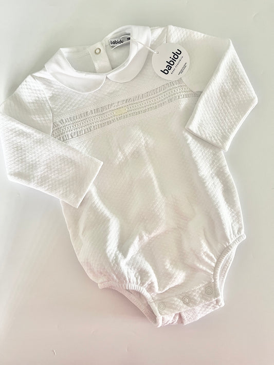 Babidu White Smocking Romper