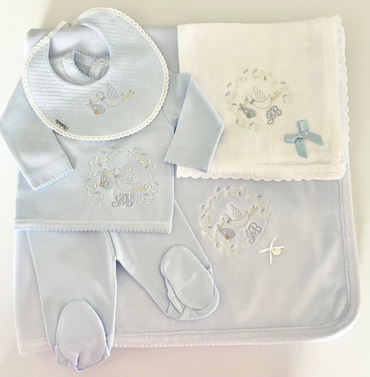 Blue Flying Stork Newborn Bundle