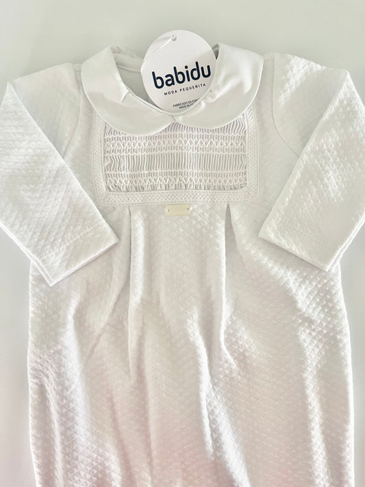 Babidu White Smocking Babygrow