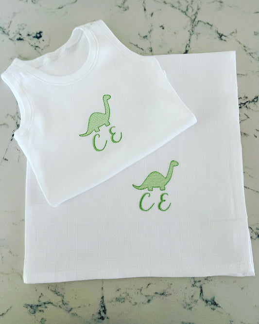 Dinosaur Design Waffle Bibs