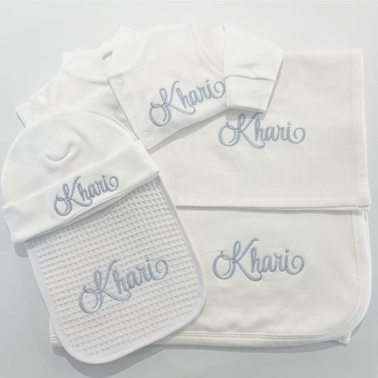 Style Script Design Waffle Bibs