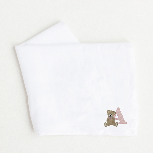 Teddy Design White Cotton Muslin