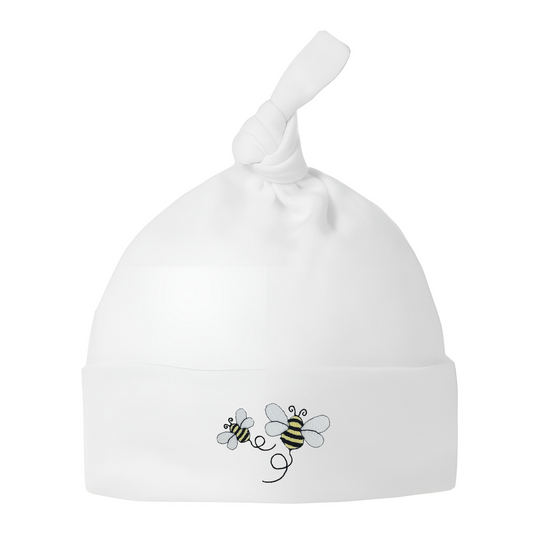 Bee Design White Cotton Hat