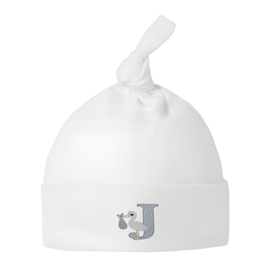 Stork Design White Cotton Hat