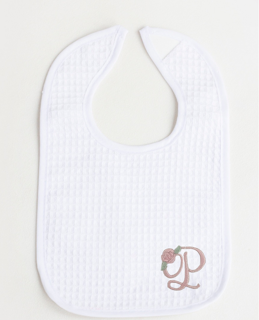 Rose Script Design Waffle Bibs