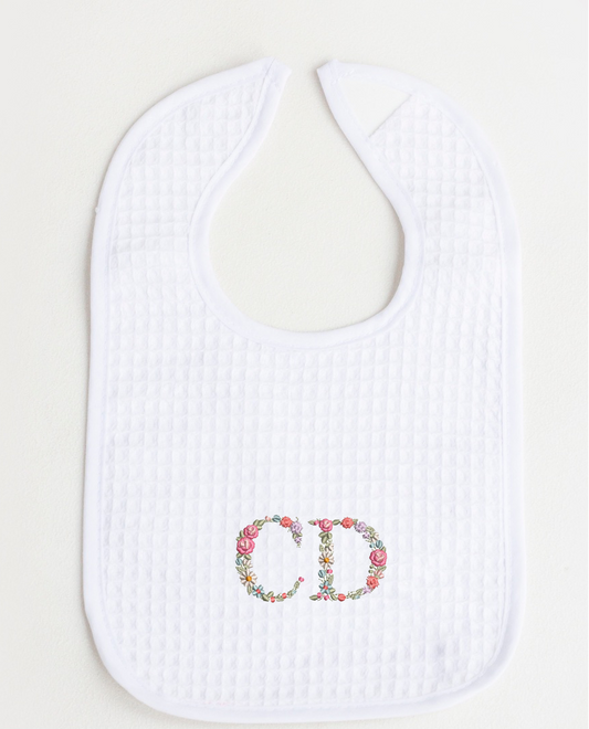 Floral Font Design Waffle Bibs