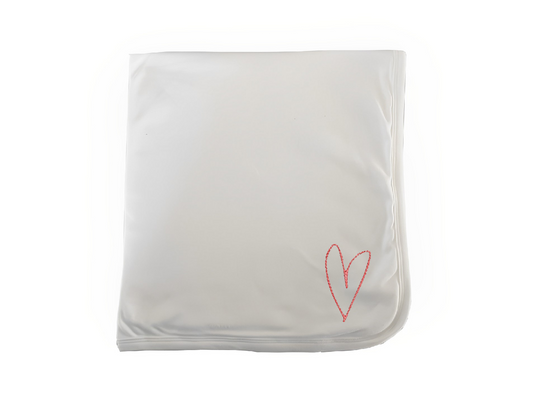 Baby Heart Design Swaddle Blanket-White