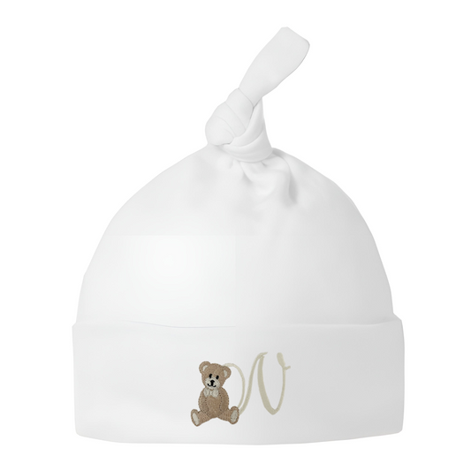 Scroll Teddy Design White Cotton Hat