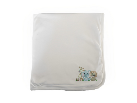 Safari Design Swaddle Blanket-White