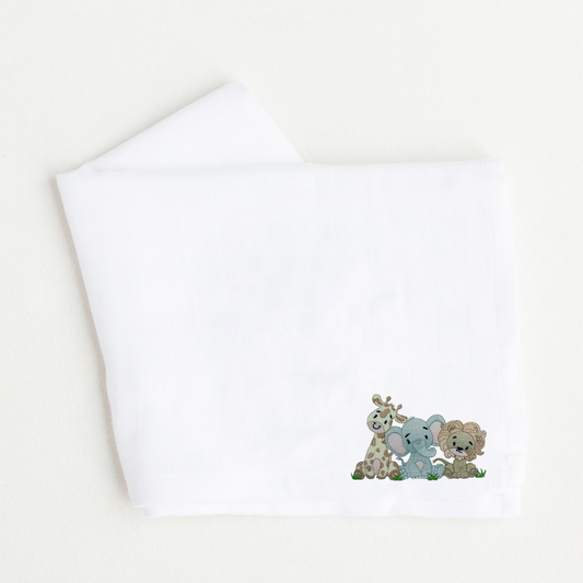 Safari Design White Cotton Muslin