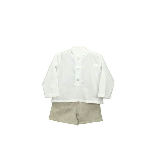 Babidu Boys Beige & White Cotton Set