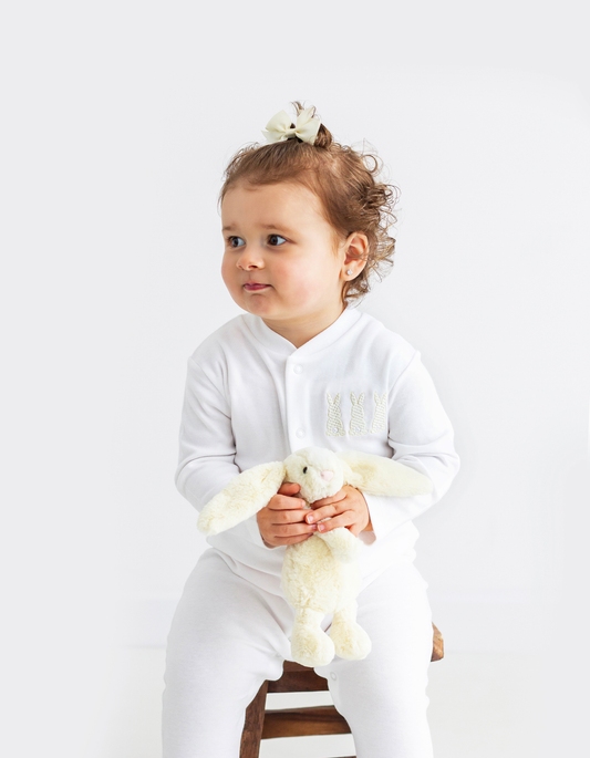 Bunny Design Baby Grow - White