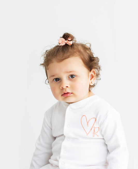 Baby Heart Design Baby Grow - White