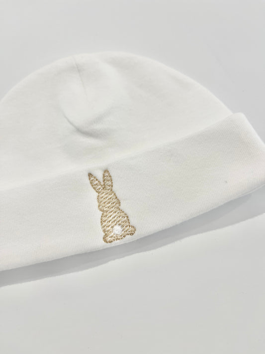 Bunny Design White Cotton Hat