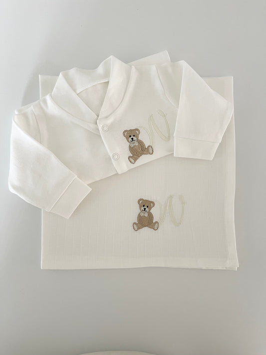 Scroll Teddy Design Waffle Bibs