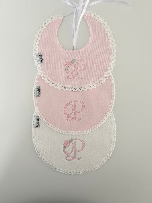 Rose Script Design Babidu Cotton Baby Bib