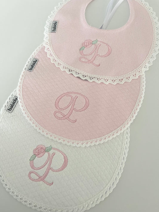 Rose Script Design Babidu Cotton Baby Bib