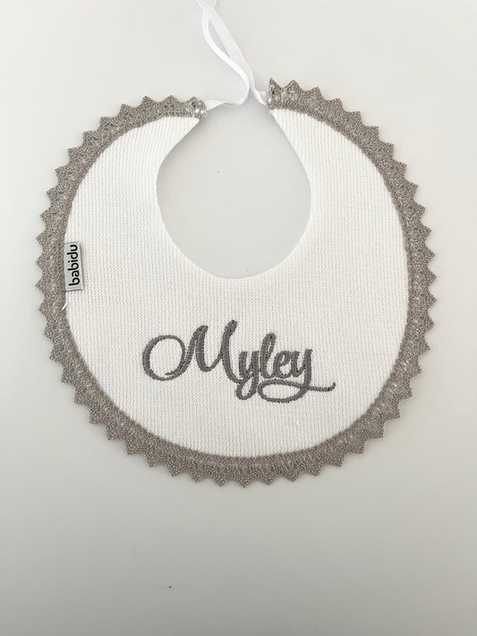 Babidu White Cotton Baby Bib