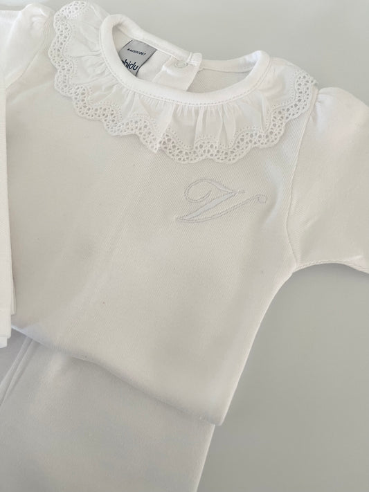 Babidu Girls White Frill Bodysuit