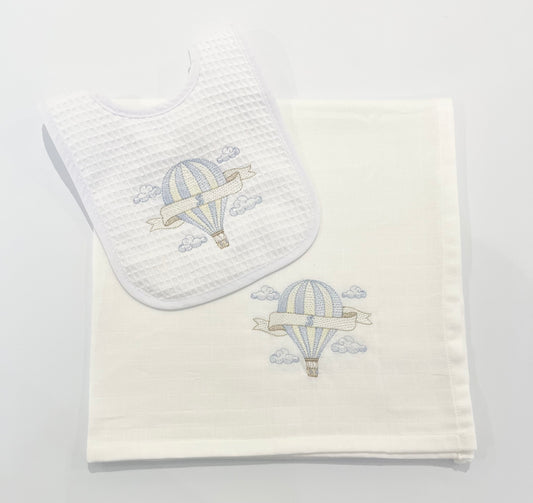 Hot Air Balloon Design Towelling Bib