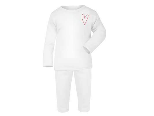 Heart Design White Baby Long Sleeve Pyjamas