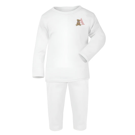 Teddy Design White Baby Long Sleeve Pyjamas