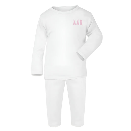 Bunny Design White Baby Long Sleeve Pyjamas